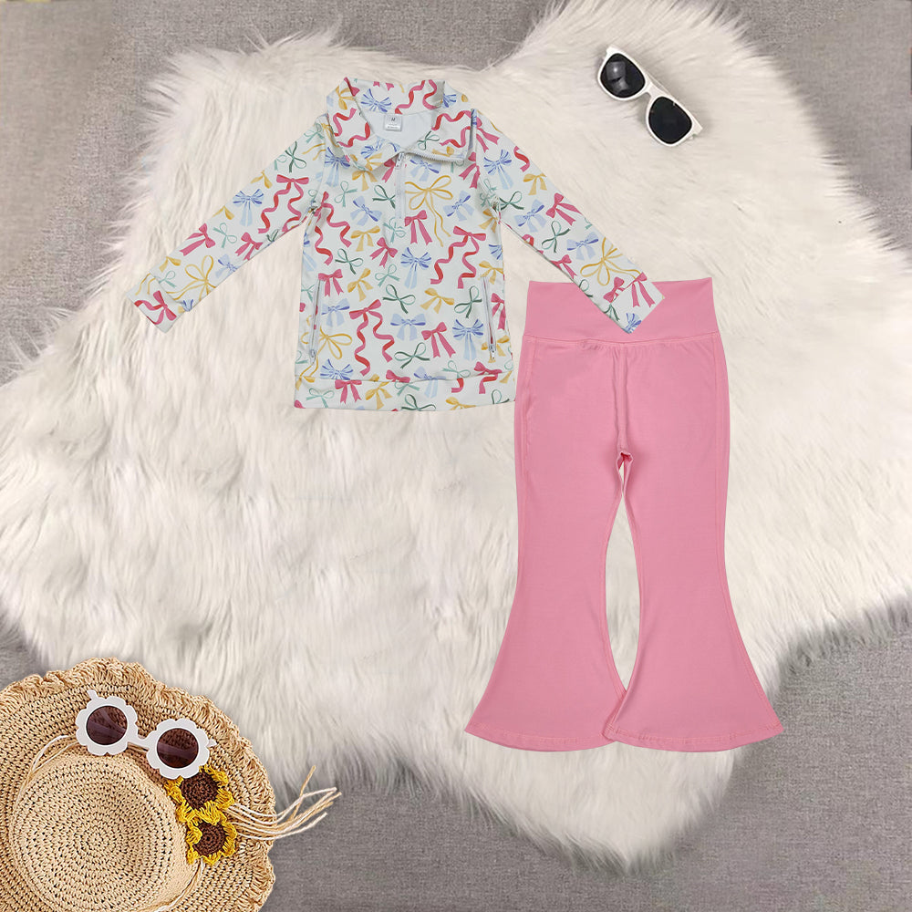 RTS NO MOQ Sibling Baby Girl clothes Yoga Long Sleeve Trousers Sets