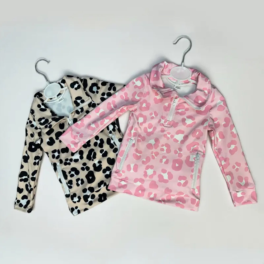 RTS NO MOQ Sibling baby girls clothes yoga Zip-Up Long Sleeve tops