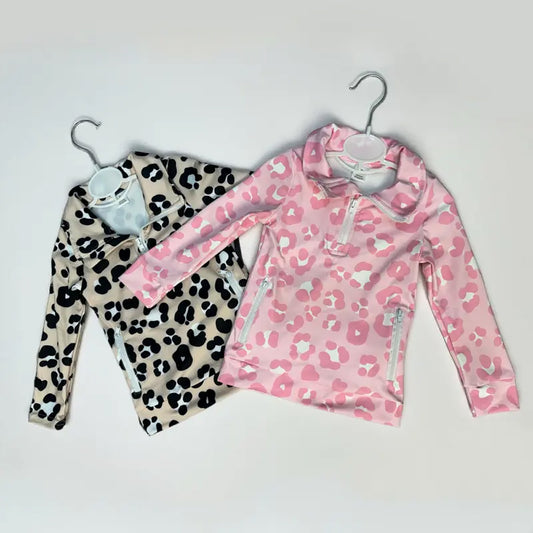 RTS NO MOQ Sibling baby girls clothes yoga Zip-Up Long Sleeve tops