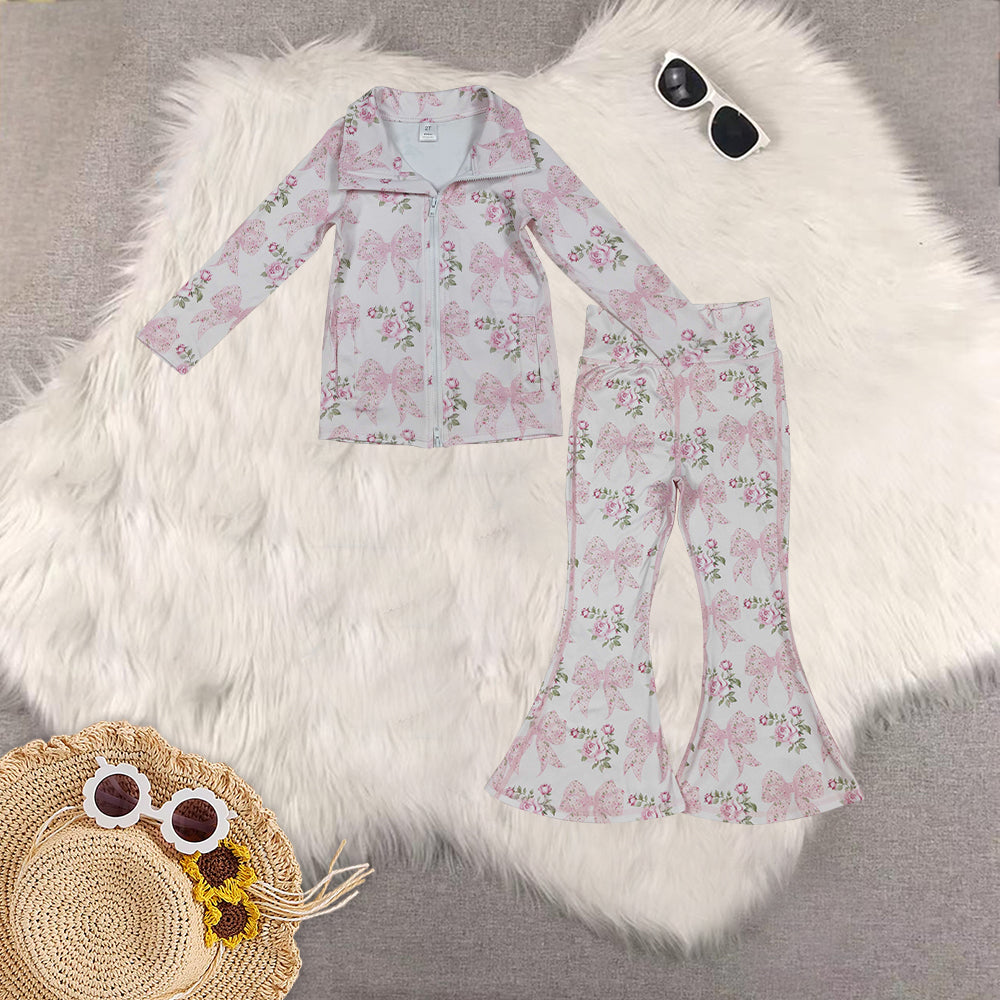 RTS NO MOQ Sibling Baby Girl clothes Yoga Long Sleeve Trousers Sets