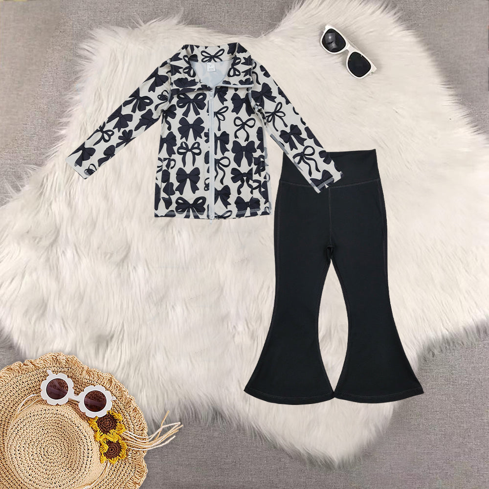 RTS NO MOQ Sibling Baby Girl clothes Yoga Long Sleeve Trousers Sets