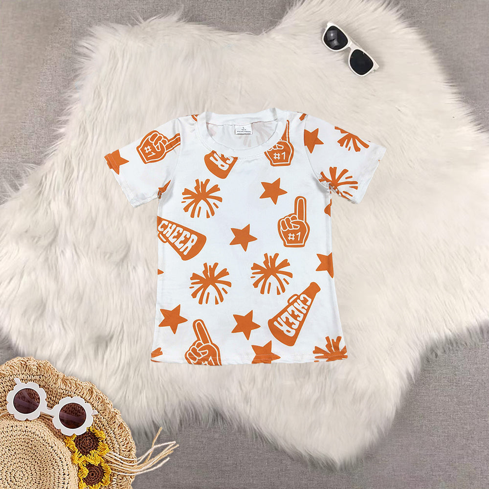 RTS NO MOQ Sibling Baby Girls clothes cheer short sleeve pants Set and top and jeans pants