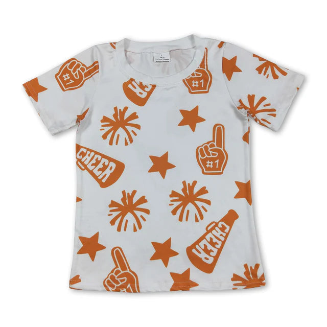 RTS NO MOQ Milk Silk Sibling Baby Girls Cheer Team Tee Shirts Top