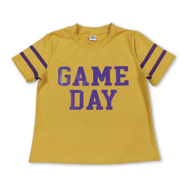 RTS NO MOQ Sibling yoga fabric Baby Girls Game Day Vinyl Sporty Yoga Tee Tops