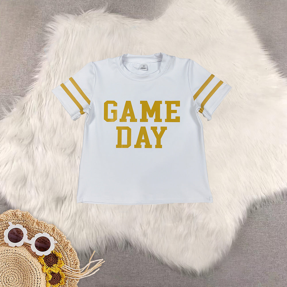 RTS NO MOQ Sibling baby girl clothes GAME DAY short sleeve top and jeand pants