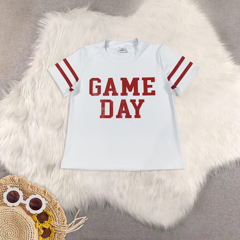 RTS NO MOQ Sibling baby girl clothes GAME DAY short sleeve top and jeand pants