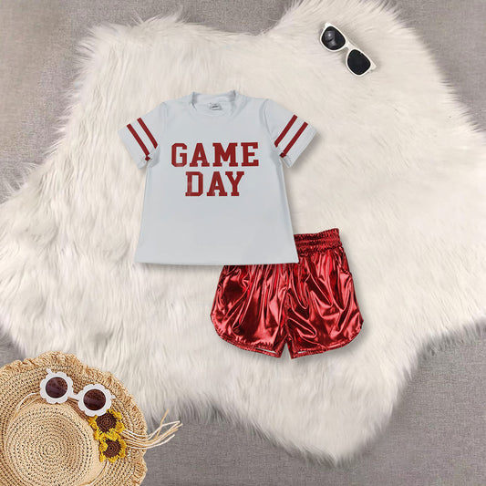 RTS NO MOQ Sibling baby girl clothes Cheer fireworks star short-sleeved top and shorts
