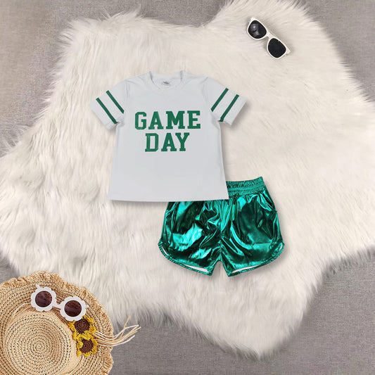RTS NO MOQ Sibling baby girl clothes Cheer fireworks star short-sleeved top and shorts