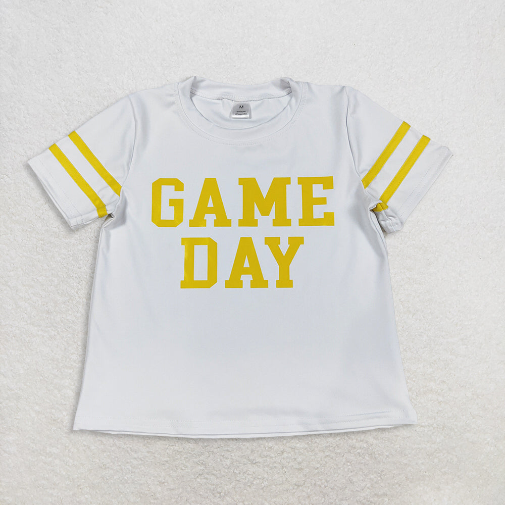 RTS NO MOQ Sibling baby girl clothes GAME team yoga short sleeve tops
