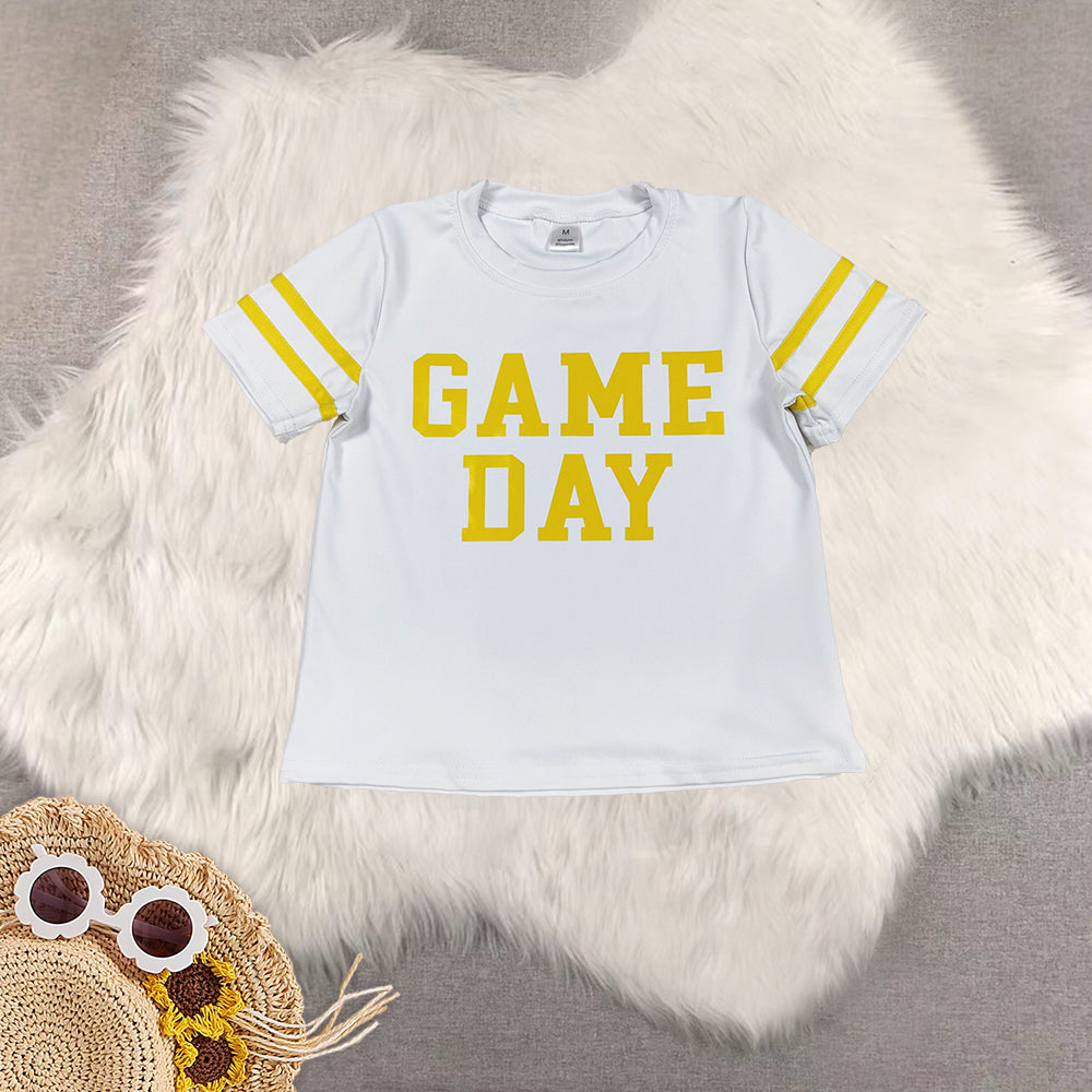 RTS NO MOQ Sibling baby girl clothes GAME DAY short sleeve top and jeand pants