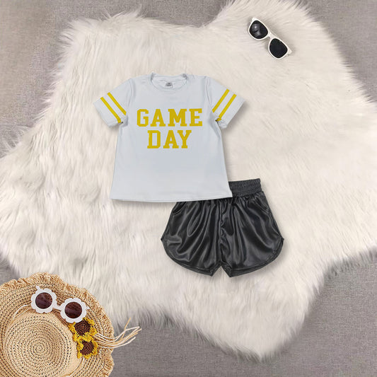 RTS NO MOQ Sibling baby girl clothes Cheer fireworks star short-sleeved top and shorts