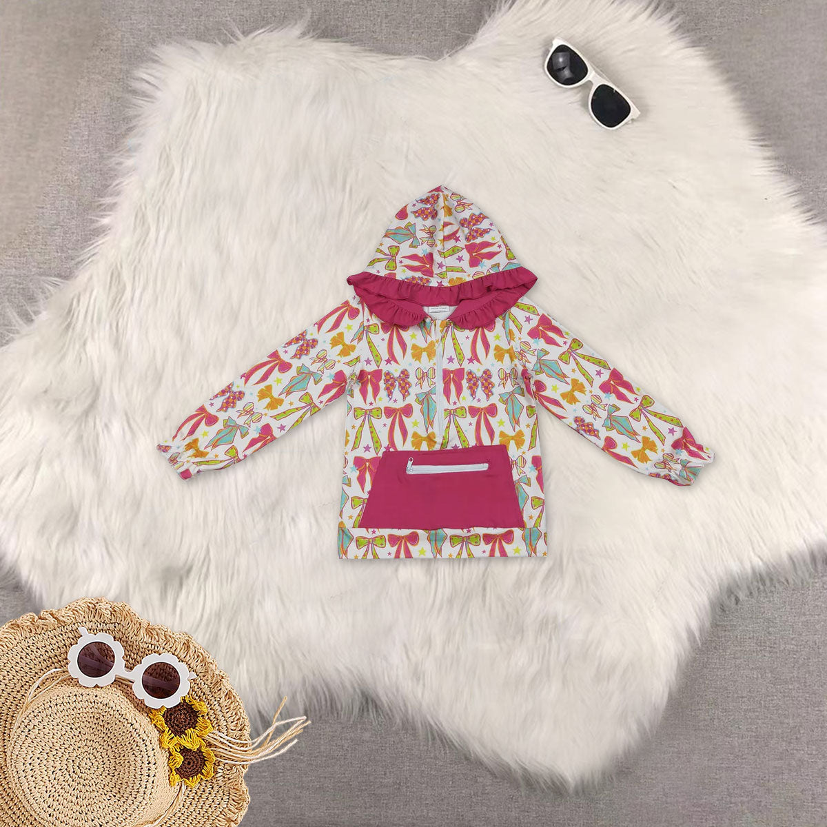 RTS NO MOQ Sibling Baby Girls hooded Long Sleeve Tops DENIM SETS and top and jeans