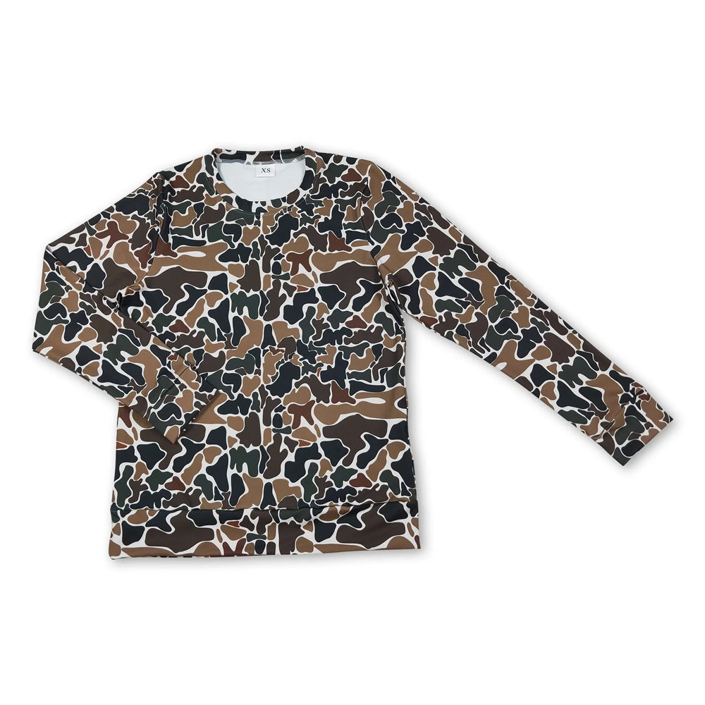 RTS NO MOQ Sibling yoga fabric Adult Women Camo Long Sleeve Yoga Tee Shirts Top