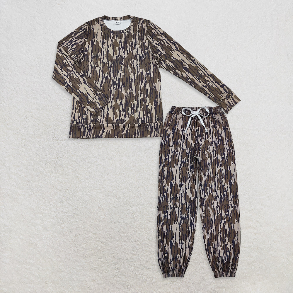 RTS NO MOQ Sibling Adults women clothes yoga camouflage Long Sleeve pants sets