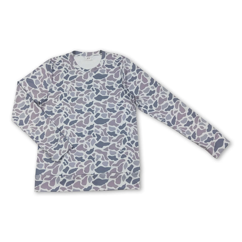 RTS NO MOQ Sibling yoga fabric Adult Women Camo Long Sleeve Yoga Tee Shirts Top