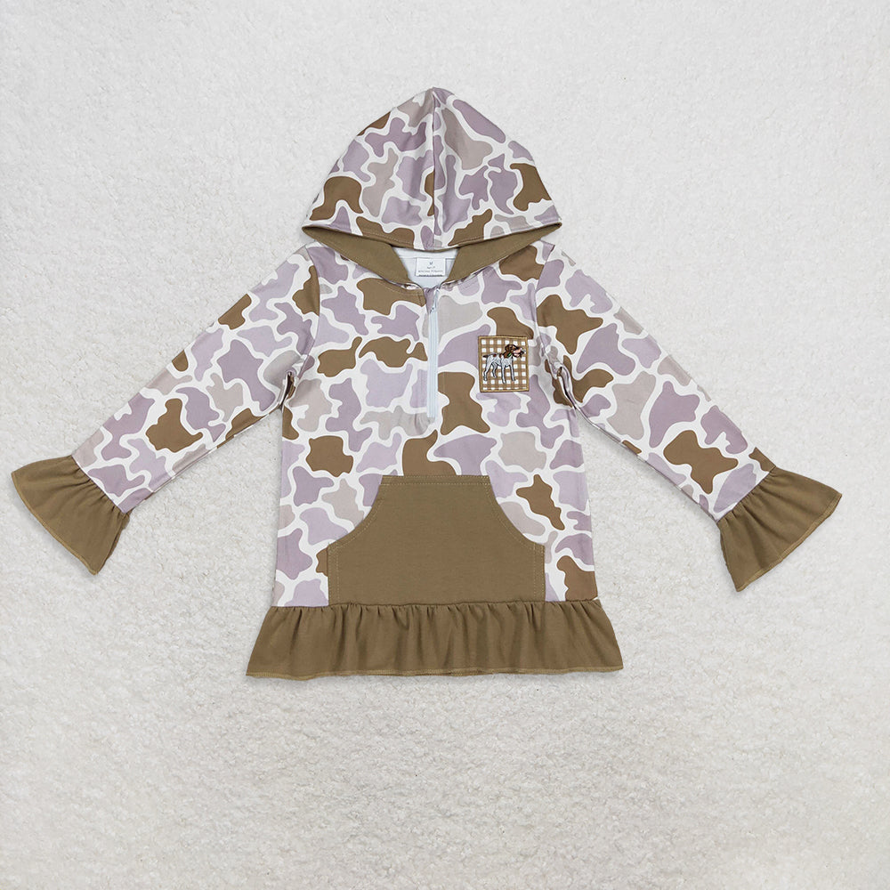 RTS NO MOQ Sibling Baby Girls boy clothes embroidery Zipper Stand Collar Pullover hooded Long Sleeve Top