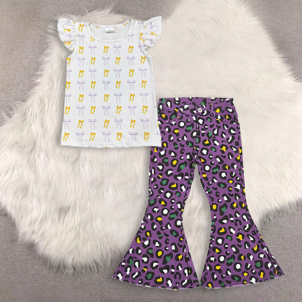 RTS NO MOQ Sibling Baby Girls clothes short sleeve pants Set and top and jeans pants