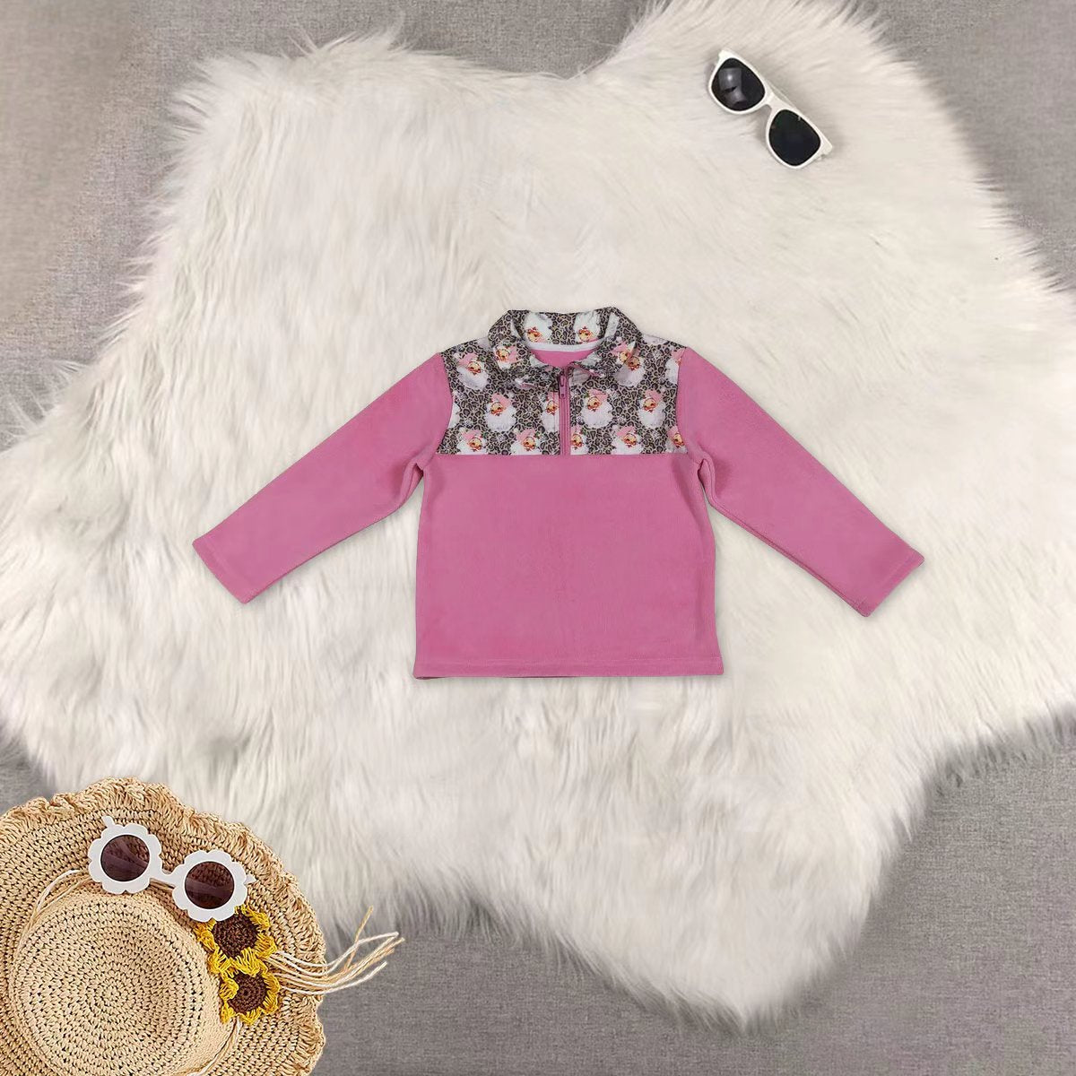 RTS NO MOQ Sibling Baby Boys Girls Long Sleeve Bows Camo Zipper Pullover Sherpa Tops DENIM SETS and top and jeans
