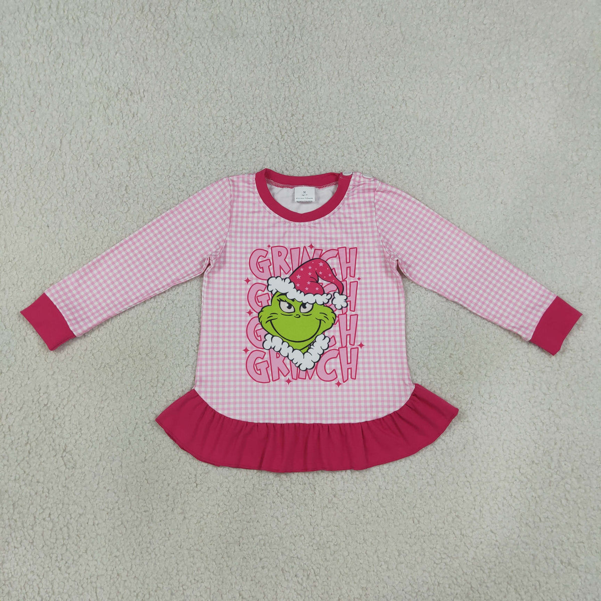 RTS NO MOQ Sibling milk silk Baby Girls Christmas Plaid Check Print Tee Shirts Top Ruffle Sleeve Rompers