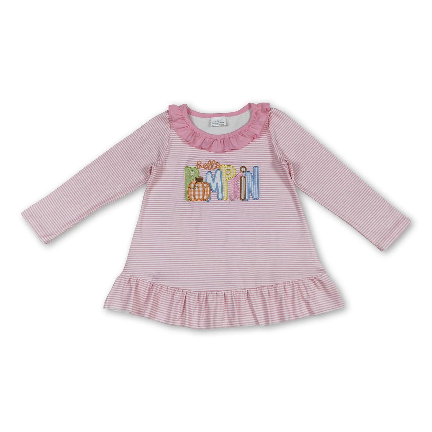 RTS NO MOQ Sibling milk silk Baby Girls Colorful Pumpkin Print Long Sleeve Tee Shirts Casual Fall Tops