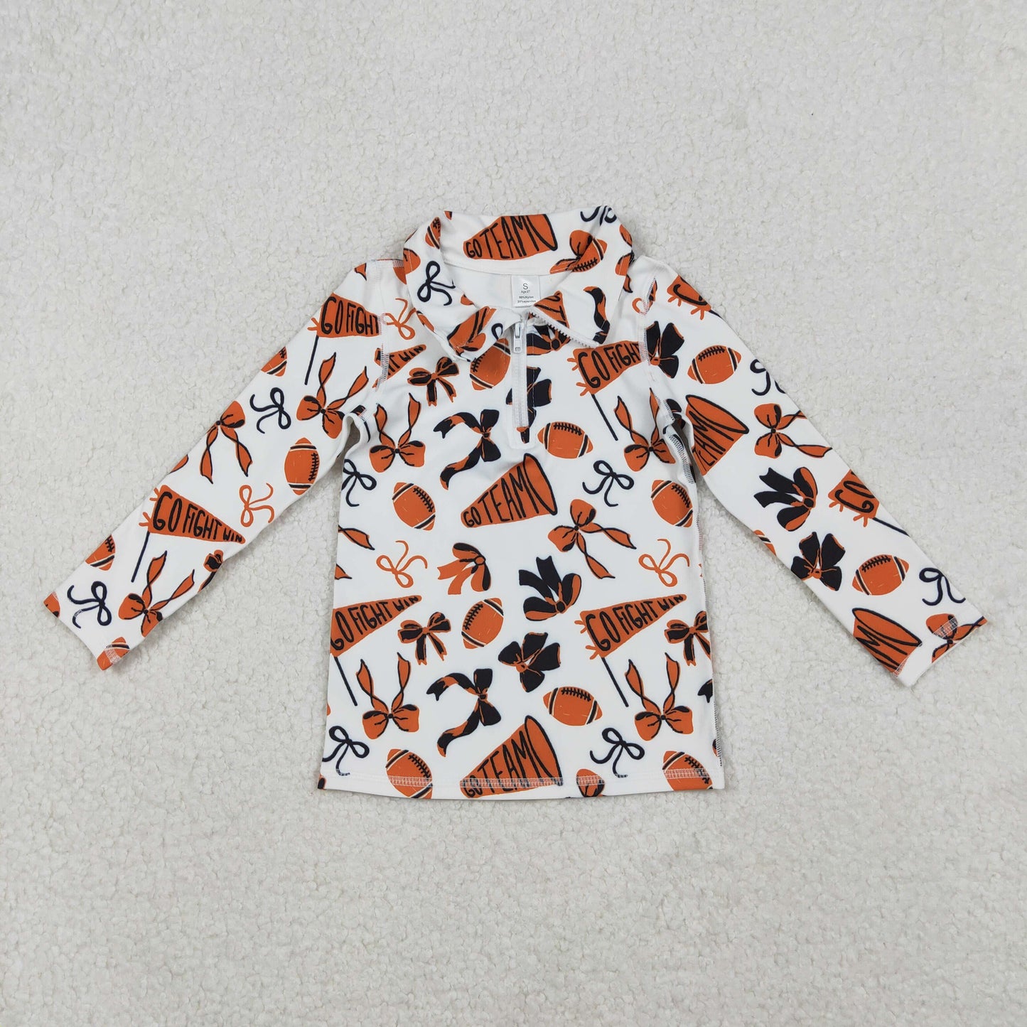 RTS NO MOQ Sibling baby girl clothes team cheer bow long sleeve tops