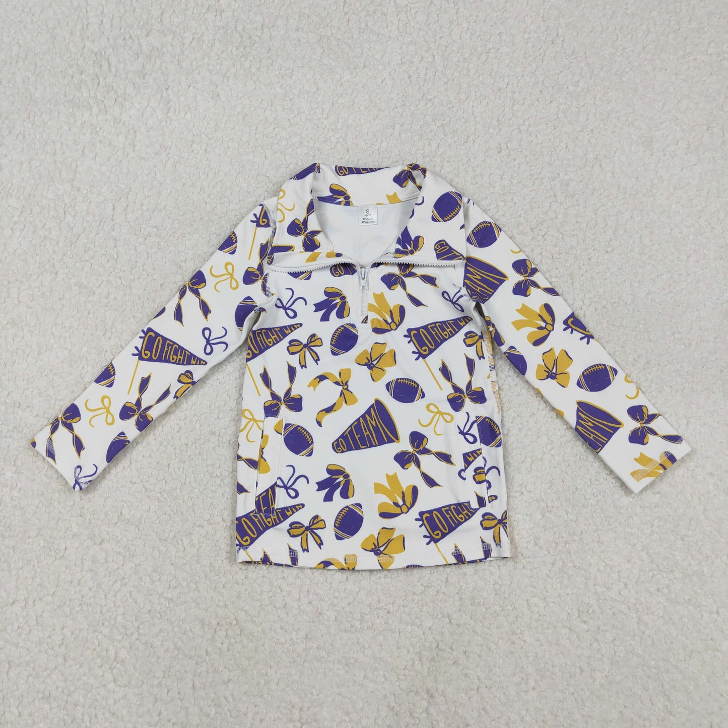 RTS NO MOQ Sibling baby girl clothes team cheer bow long sleeve tops