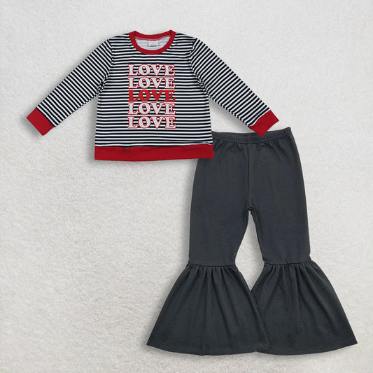 12/18m-7/8t RTS NO MOQ（In Stock) GT1237+P0422 love long-sleeved black pants set