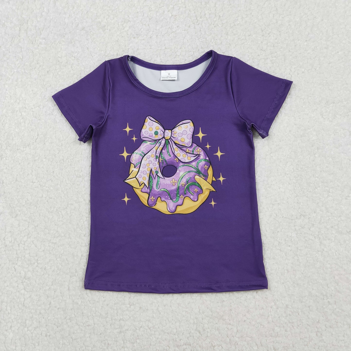 RTS NO MOQ Sibling Baby girl clothes Summer Mardi gras short sleeve tops