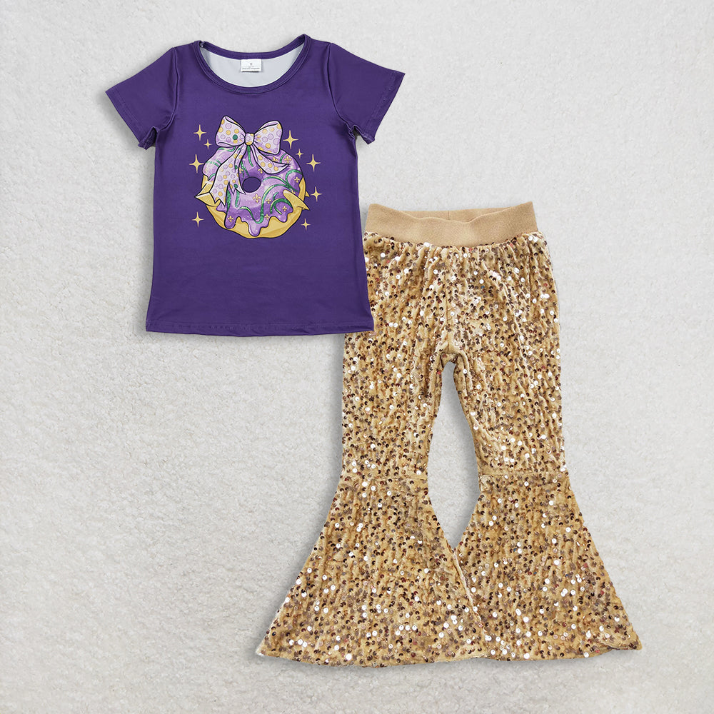 RTS NO MOQ Sibling Baby Girls Mardi Gras Outfit Set and top and pants