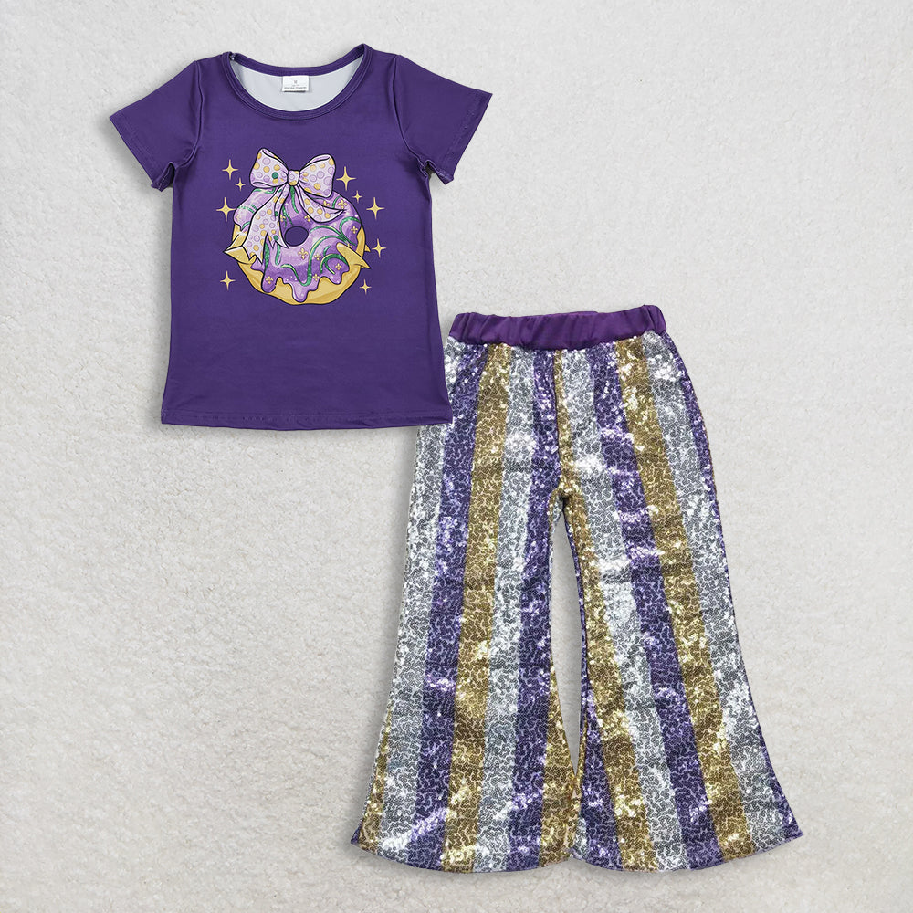 RTS NO MOQ Sibling Baby Girls Mardi Gras Outfit Set and top and pants