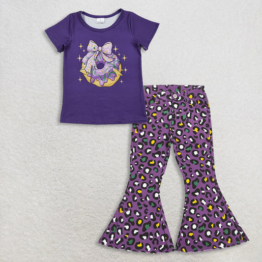 RTS NO MOQ Sibling Baby Girls Mardi Gras Outfit Set and top and jeans pants