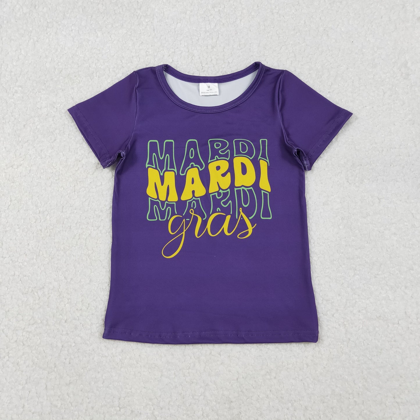 RTS NO MOQ Sibling Baby girl clothes Summer Mardi gras short sleeve tops