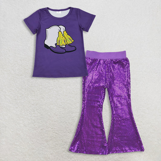 RTS NO MOQ Sibling Baby Girls Mardi Gras Outfit Set and top and pants
