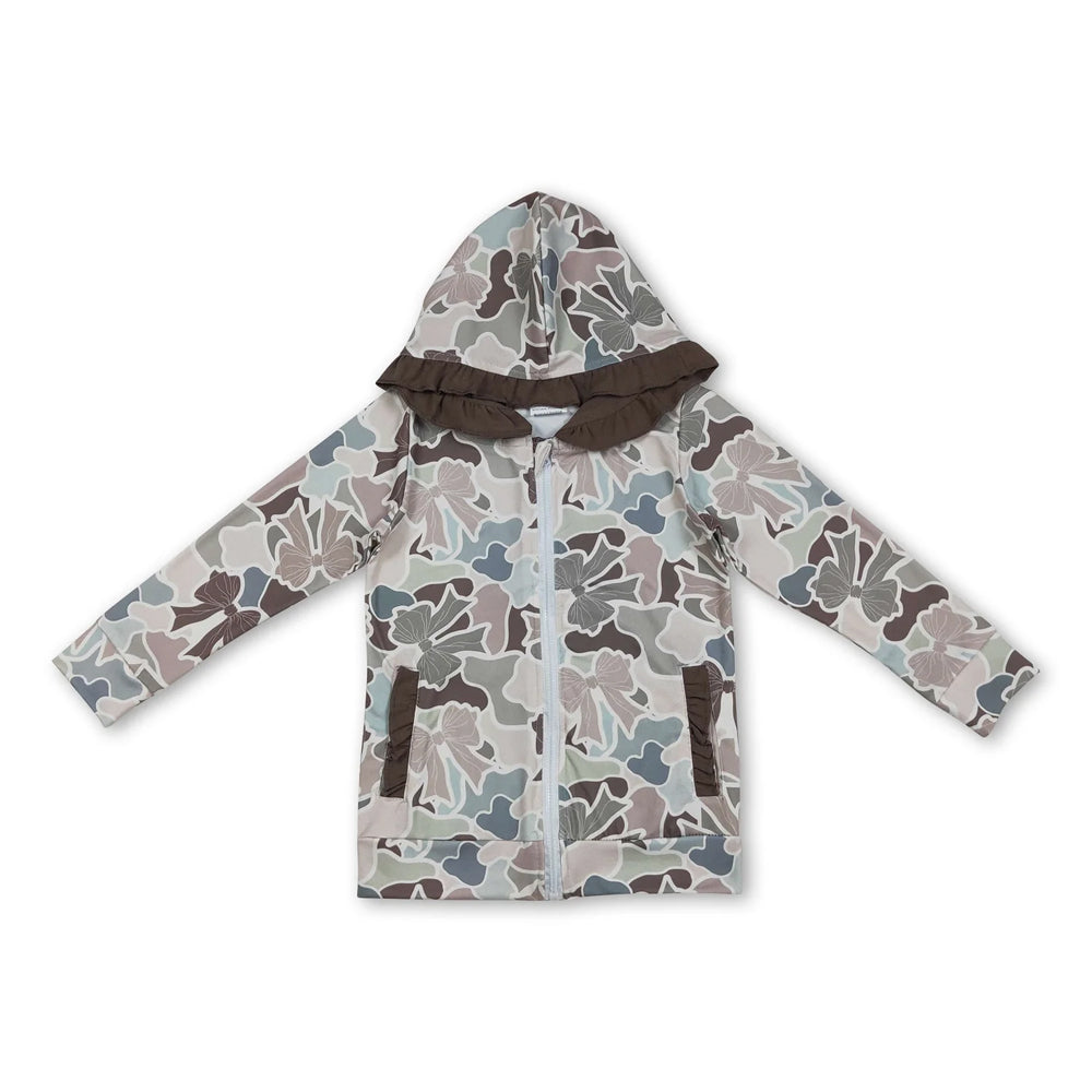 RTS NO MOQ Sibling milk silk Baby Kids Light Duck Camo Full Zip Hooded Jacket