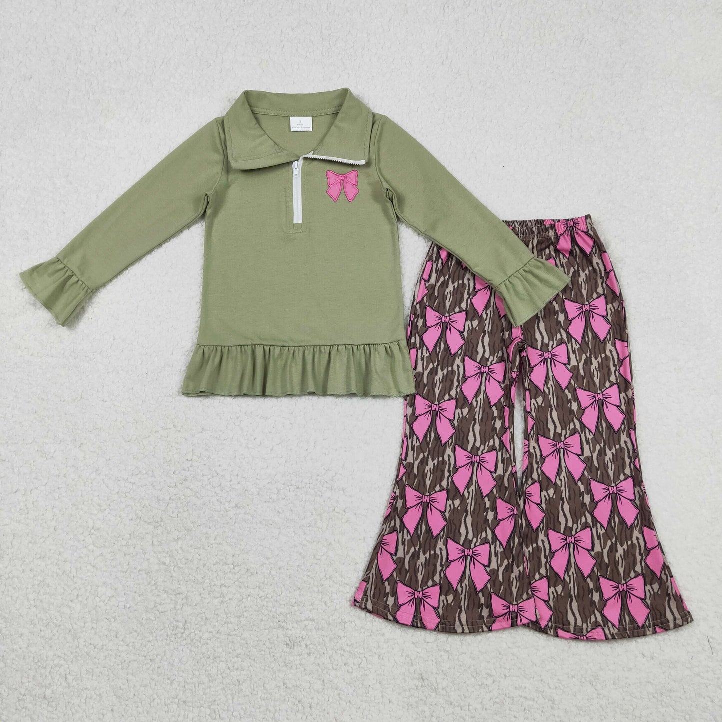 RTS NO MOQ Sibling Baby girl clothes embroidery valentine love bow long-sleeved trousers suits