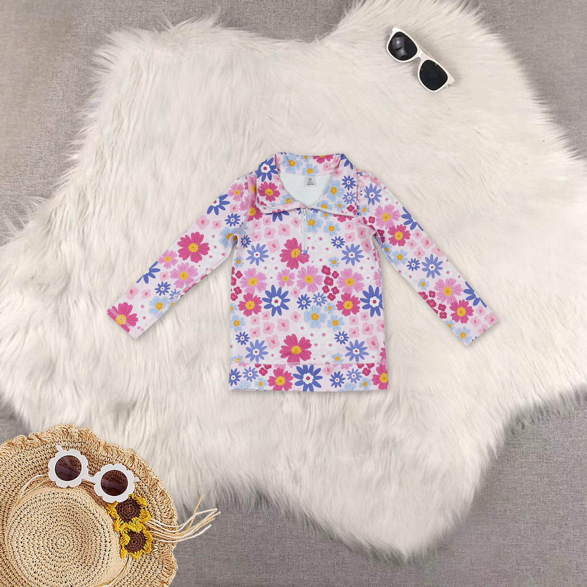 RTS NO MOQ Sibling baby girls clothes yoga floral long sleeve short skirts sets and Top and yoga skirts
