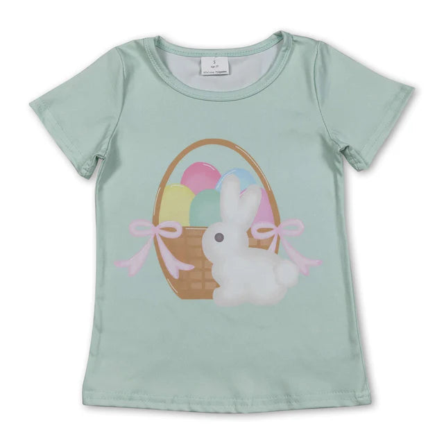 RTS NO MOQ milk silk GT1396+SS0066 Baby Girls Short Sleeve Rabbits Eggs Easter T-shirts Ruffle Plaid Shorts Set