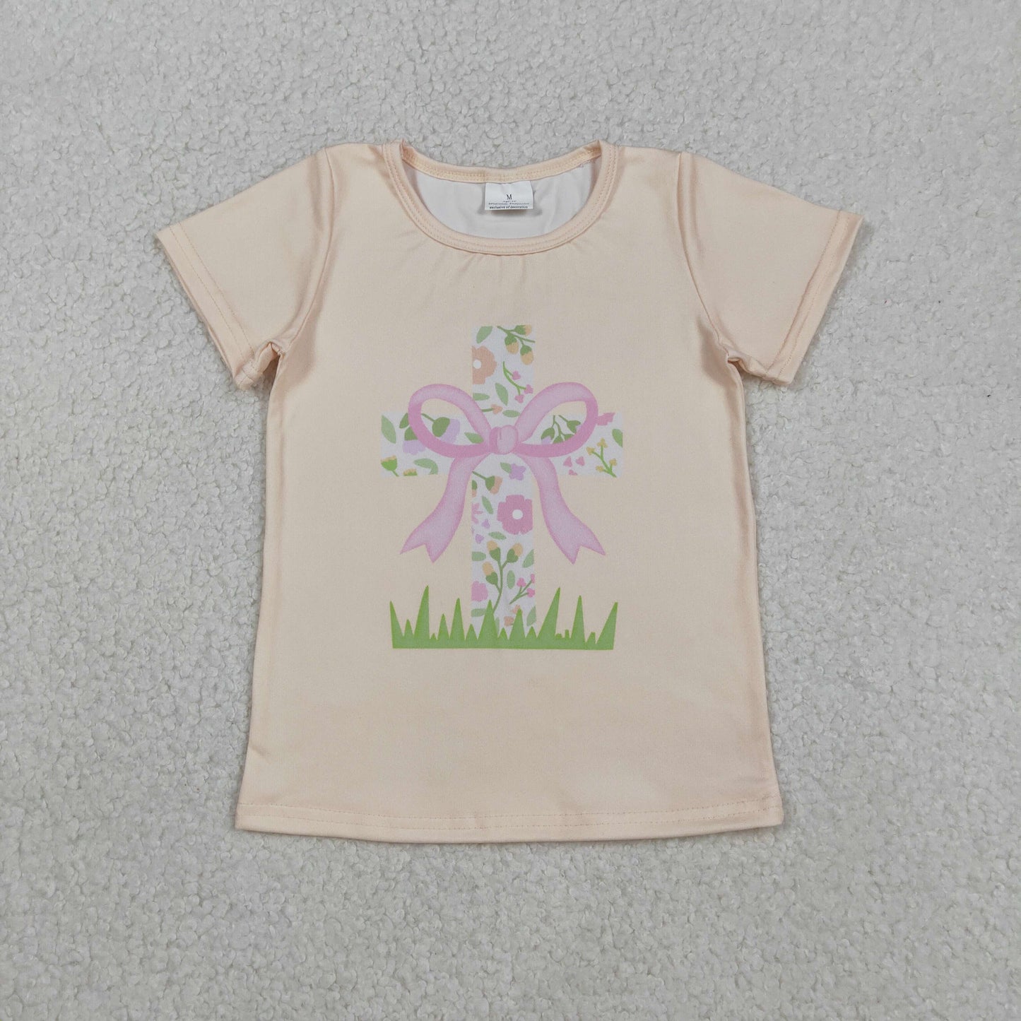 RTS NO MOQ Sibling baby girl clothes easter Sheep Cross Pink Short-Sleeve Tops