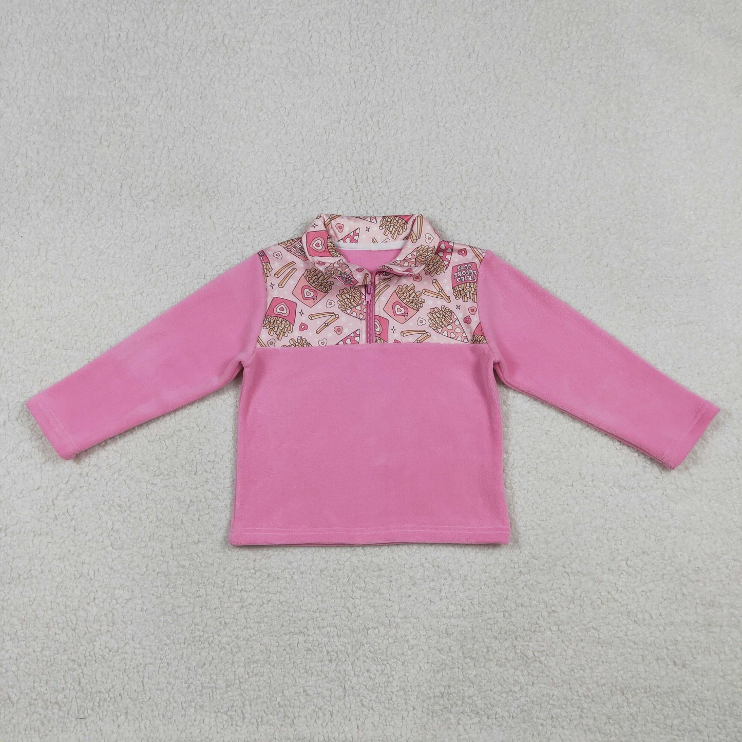 RTS NO MOQ Sibling Baby girl clothes plush zip-up long-sleeved topa fleece