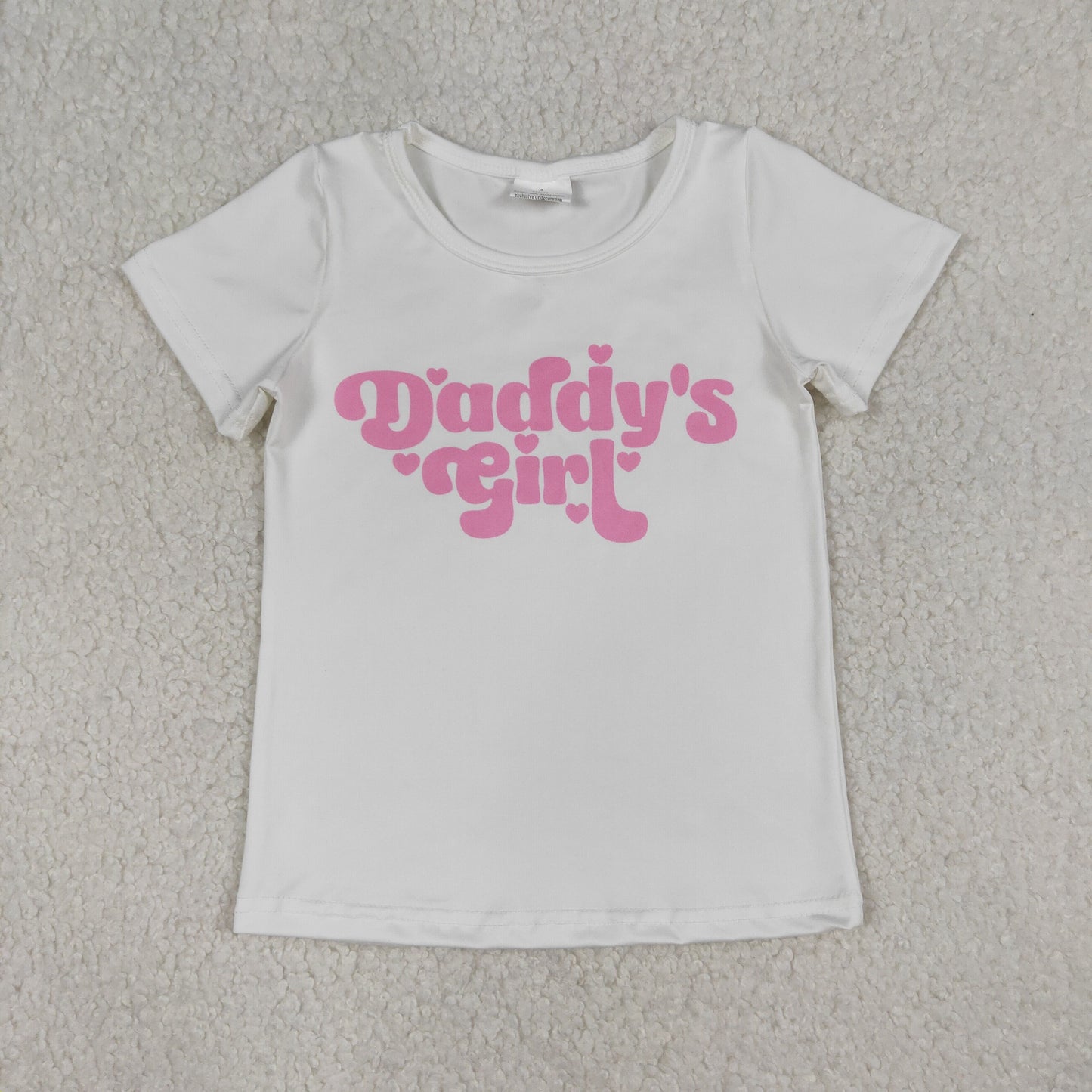 RTS NO MOQ GT1566+P0676 Baby Girls Short Sleeve 'Daddy's Girl' Heart Print T-shirt Top Navy Bleached Denim Flare Pants