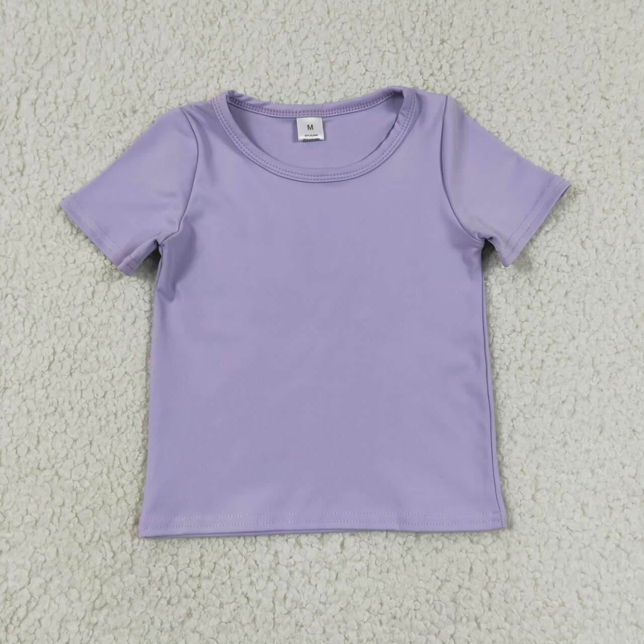RTS NO MOQ yoga fabric cotton GT1628 Baby Girls Lavender Summer Short Sleeve Yoga Active T-shirts Top