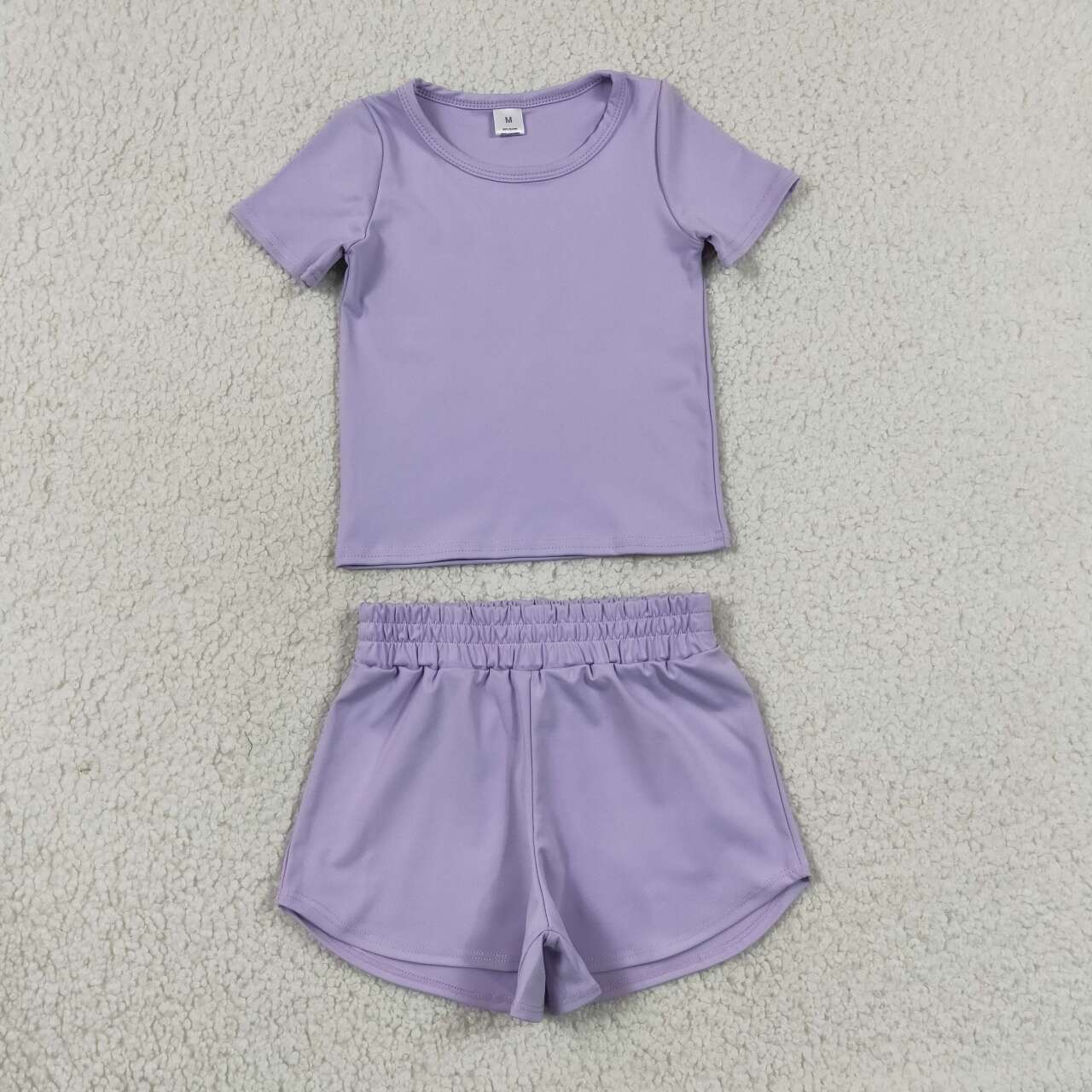 RTS NO MOQ Sibling yoga fabric cotton Baby Girls Cute Short Sleeve Tee Sport Shorts Two Piece Active Outfit