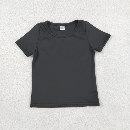 RTS NO MOQ yoga fabric cotton GT1629 Baby Girls Casual Black Yoga Short Sleeve Top
