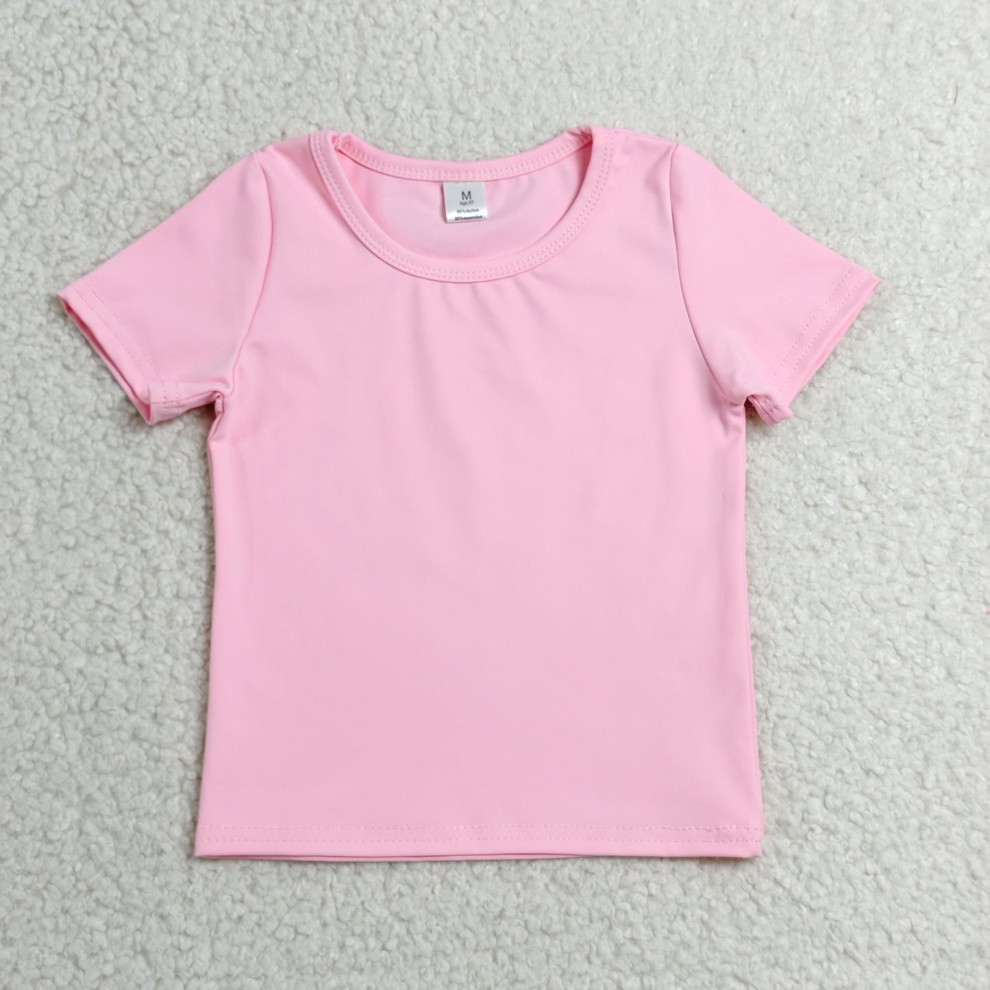 RTS NO MOQ Sibling yoga fabric cotton Baby Girls Solid Color Short Sleeve Yoga Active T Shirts Tops
