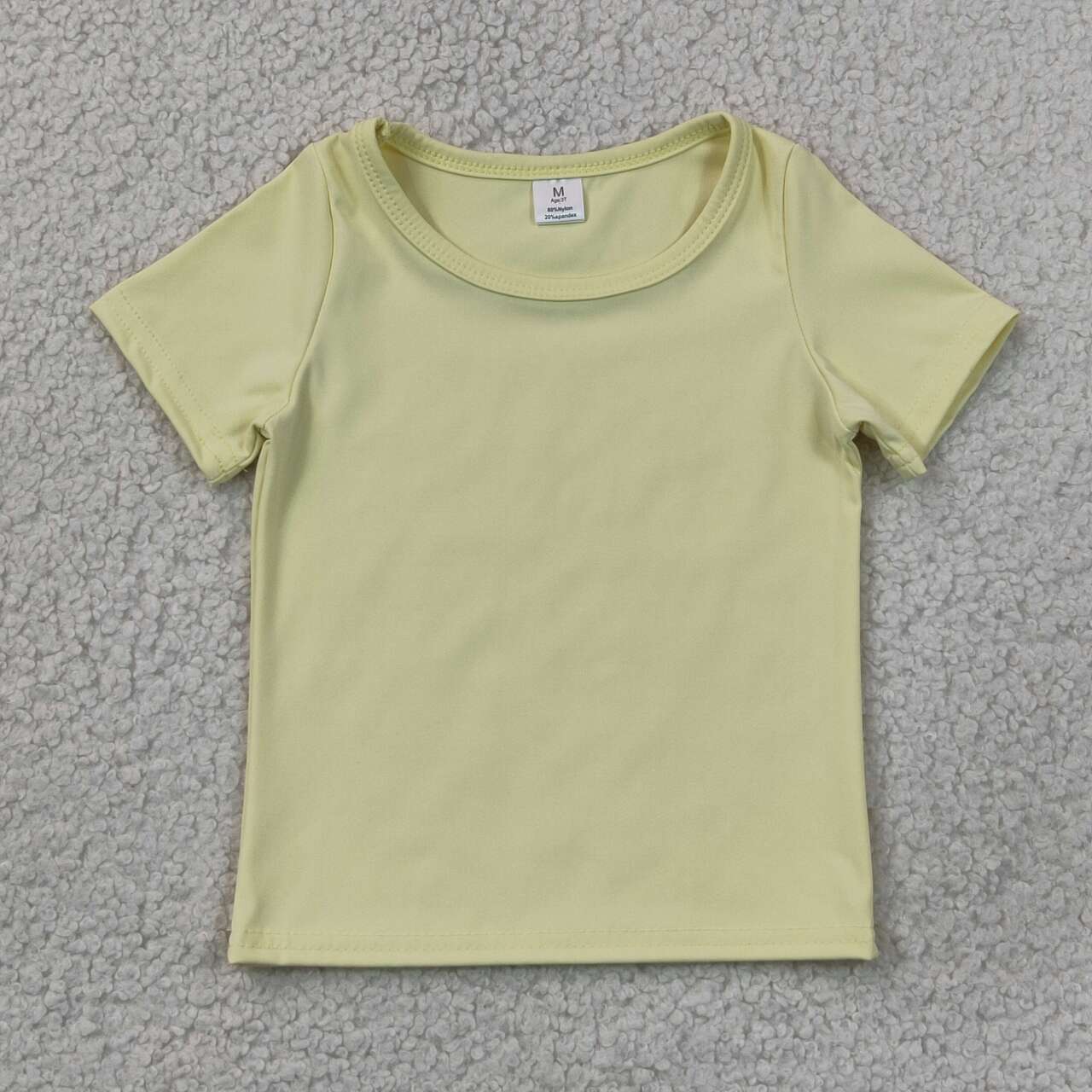 RTS NO MOQ yoga fabric cotton GT1632 Baby Girls Yellow Summer Short Sleeve Yoga Active T-shirts Top