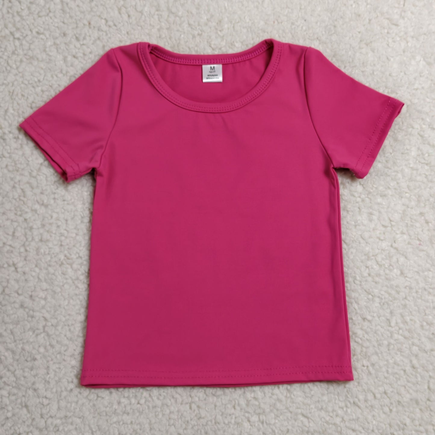 RTS NO MOQ Sibling yoga fabric cotton Baby Girls Solid Color Short Sleeve Yoga Active T Shirts Tops