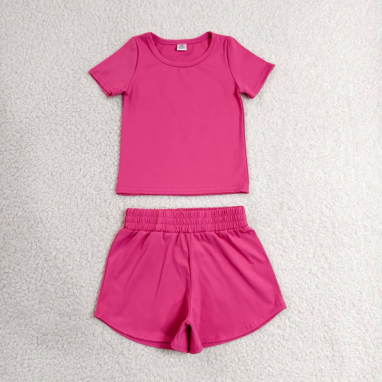 RTS NO MOQ Sibling yoga fabric cotton Baby Girls Cute Short Sleeve Tee Sport Shorts Two Piece Active Outfit