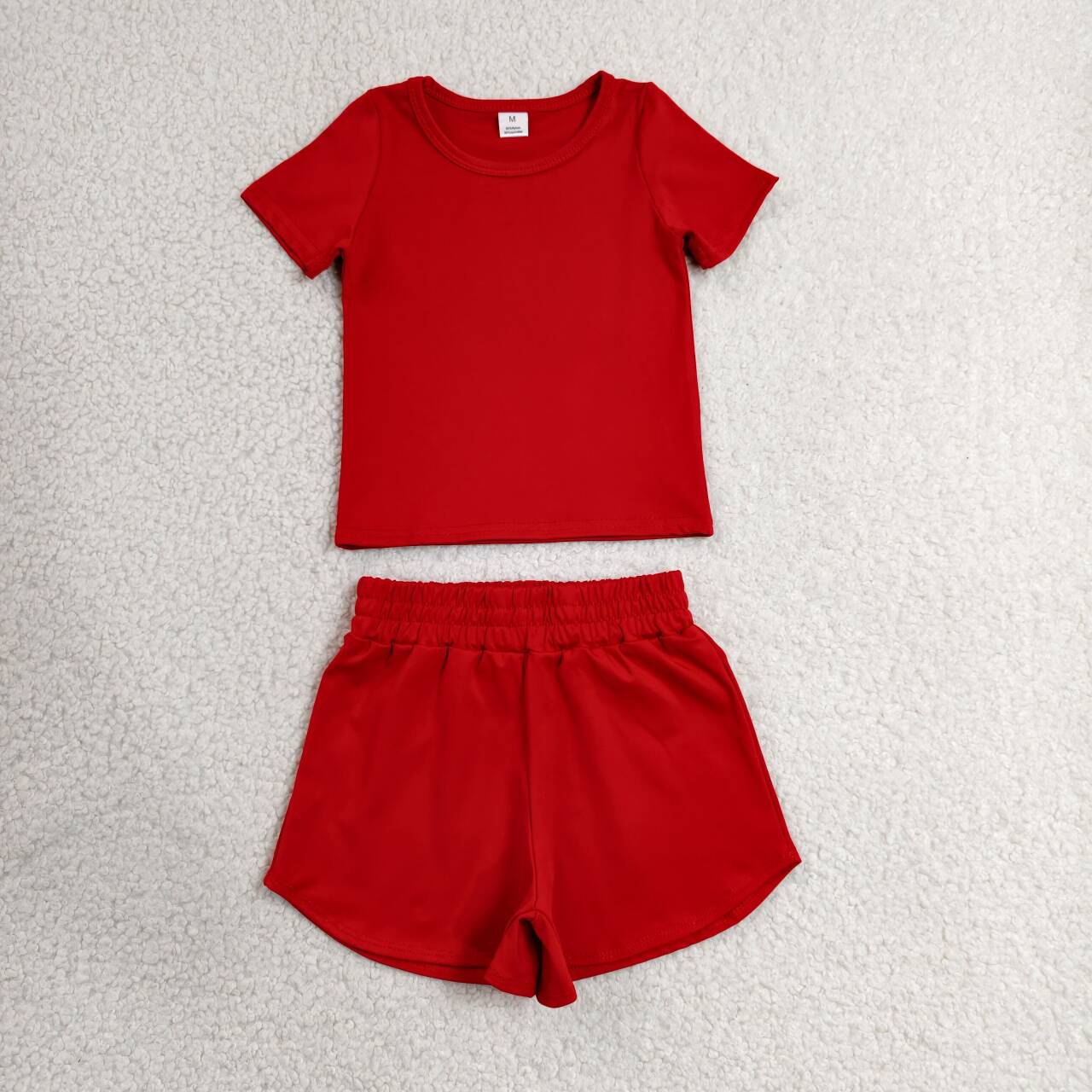 RTS NO MOQ Sibling yoga fabric cotton Baby Girls Cute Short Sleeve Tee Sport Shorts Two Piece Active Outfit