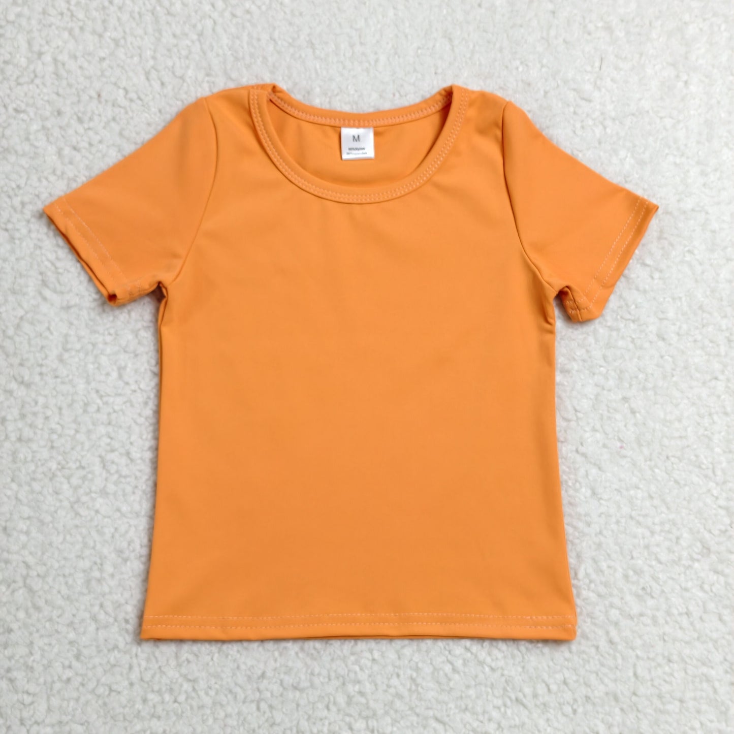 RTS NO MOQ yoga fabric cotton GT1635 Baby Girls Orange Short Sleeve Yoga Active Summer T-shirts Top