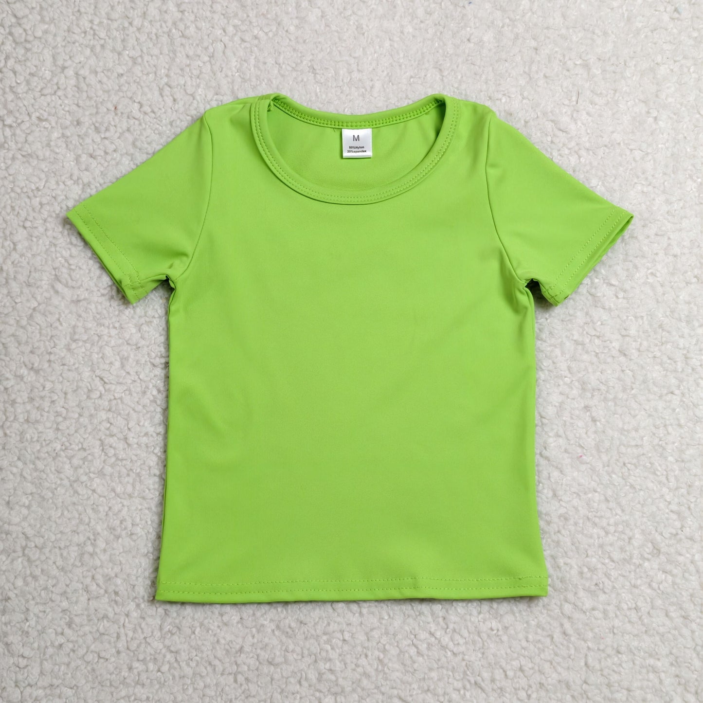 RTS NO MOQ Sibling yoga fabric cotton Baby Girls Solid Color Summer Short Sleeve Active T Shirts Sports Tops